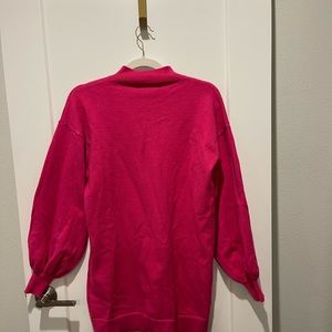 Forever 21 pink longer sweater with puffed sleeves at the wrist